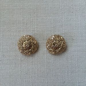Vintage round gold tone clip-on earrings